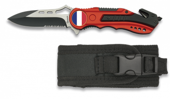 Navaja Albainox Roja. Sierra. Funda. 6.5