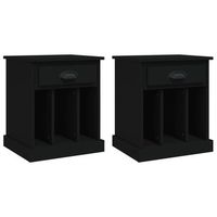 pack 2 uds mesitas de noche  mesa auxiliar  mesilla negro 43x36x50 cm