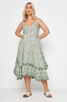 yours vestido asimetrico verde de flores con tirantes mujer curvy y tallas grandes yours