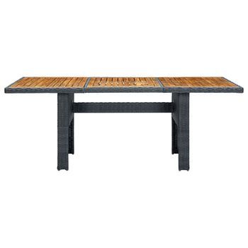 Mesa De Jardín | Mesa De Exterior Ratán Sintético Madera Maciza Acacia Gris Oscuro