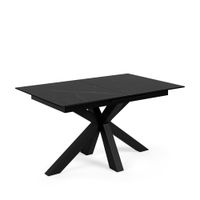 mesa extensible porcelanica de 160cm tapa negro patas negro