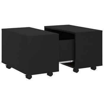 Mesa De Café - Mesa De Centro Madera Contrachapada Negro 60x60x38 Cm
