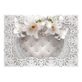 Papel Pintado 3d - Lilies And Quilted Background (250x175 Cm)