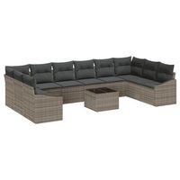 conjunto de sofas de jardin gris claro ratan sintetico vidaxl