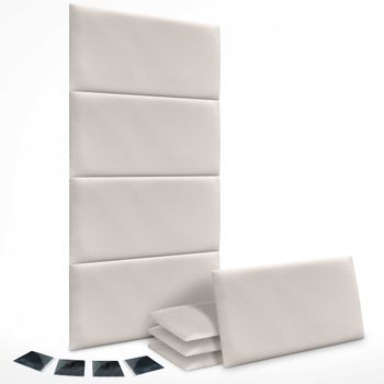 Dhome Juego De 8 Paneles Tapizados De Pana Premium Pack Autoadhesivos Para Pared Acústicos Absorbentes Protección Impactos (blanco Hueso, 60x40cm, X8)