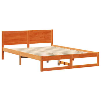 Cama Matrimonial | Cama Doble | Estructura De Cama Marrón Encerado Madera 140 X 200 Cm Simple Cfw32556