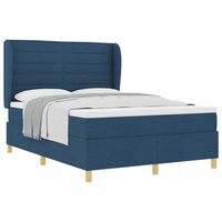 cama tapizada 203x140x128 cm madera tratada madera maciza de pino - azul