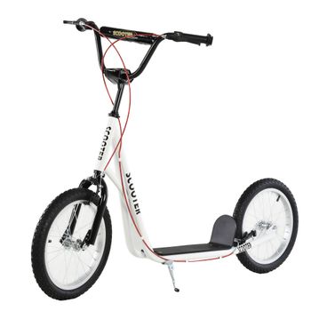 HOMCOM Scooter Patinete para Niños Mayores de 5 Años con Manillar Ajustable en Altura 2 Neumáticos Carga 100 kg 139x58x90-96 cm Blanco   Aosom España