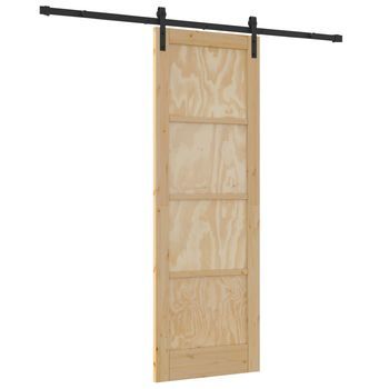 Puerta Corredera Natural 73,5 X 211 Cm Madera De Pino Maciza Vidaxl