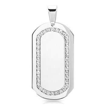 Dogtag grabable de acero inoxidable con circonita