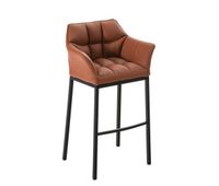 taburete de bar damaso cuero sintetico con base de cuatro patas simil cuero marron claro 48x64x110 cm