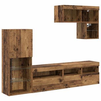 Unidades De Pared Para Tv 6 Uds | Mueble De Salón | Gabinete De Tv Madera Vieja