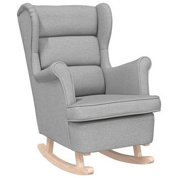 Silla De Relax | Silla Mecedora De Tela Gris Nube 74x90x102 Cm