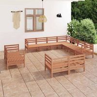 juego muebles de jardin 11 pzas madera maciza pino marron miel vidaxl
