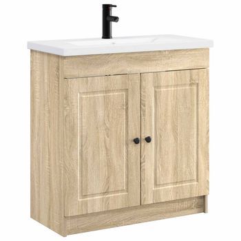 Juego De Muebles De Baño Roble Sonoma 78,5 X 37,5 X 81 Cm Vidaxl