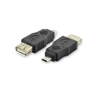 Adaptador USB 2.0 Micro B Macho a USB A Hembra OTG Negro RoHS
