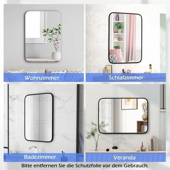 Espejo De Baño De, Espejo De Aumento Con Lámina Irrompible, Rectangular 2 Cm