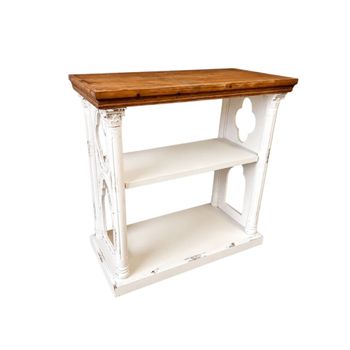 Consola de madera patinada blanca de 81 cm