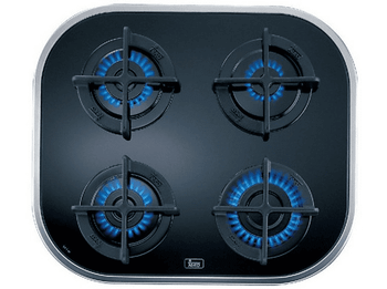 Placa de gas - Teka 10205083 CG.1 4G-AI-AL , 4 zonas, Gas butano, Polivalente, 59 cm, Negro