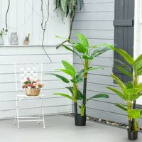 2 bananeras artificiales de peva pe homcom o17x150 cm-homcom verde