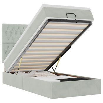 Estructura Cama Otomana Colchones Gris Claro 100x200cm Vidaxl