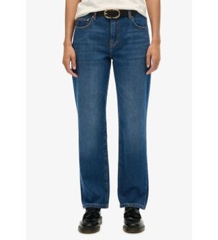 Superdry para mujer. W7011259A Jeans Mid Rise Straight azul oscuro (26/30), Casual, Algodón, Denim