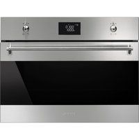 smeg sf4390mcx built-in combination microwave - stainless steel  black glass stainless steel