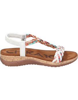 Sandalias Con Cuña Para Mujer Chk10 Rigatone 02 Blanco Y Multicolor 37