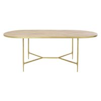 mesa de comedor ovalada extensible de listones de mango 220 cm