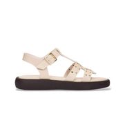 wonders para mujer ab-1567 sandalias de piel mousse beige 38 plano hebilla casual