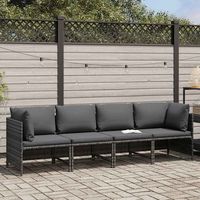 sofa de jardin de 4 plazas  sofa de exterior con cojines ratan sintetico gris