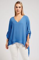 yours london blusa azul con bajo asimetrico mujer curvy y tallas grandes yours london