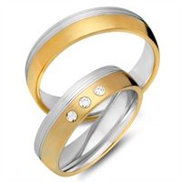 alianzas 14 quilates oro amarillo-blanco 3 diamantes
