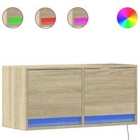mueble de tv de pared con luces led roble sonoma 80x31x35 cm vidaxl