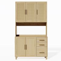 vitrina alta efecto madera y ratan iluminacion led