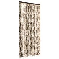 cortina mosquitera  mosquitera beige y marron chenilla 90x220 cm