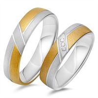 alianzas 8 quilates oro amarillo-blanco 3 diamantes