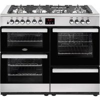 belling cookcentre 110df dual fuel range cooker - black  stainless steel stainless steel