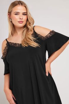 Yours London Top Lencero Hombros Descubiertos Negro , Mujer Curvy Y Tallas Grandes, Yours London