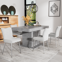 pack de 4 sillas de comedor - mueble para salon - terciopelo y metal - gris