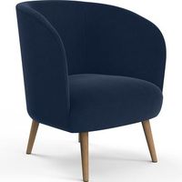 sillon de diseno - tapizado en terciopelo - krenda azul oscuro
