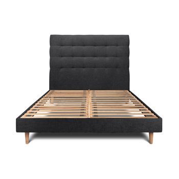 Cama De 90x200 Cm Con Cabecero Tapizado - Tejido Lienzo Mate