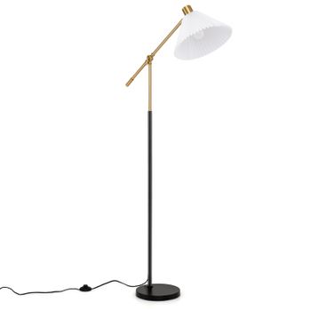 Costway Lámpara de Pie 157cm con Altura y Ángulo Ajustables Metal Pantalla Tela Base Estable Interruptor para Salón Dormitorio Oficina sin Bombilla