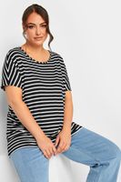 yours camiseta estampada de rayas negras  mujer curvy y tallas grandes yours