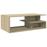 mesa de centro con estantes diseno rustico moderno 102 x 55 x 35 cm madera de ingenieria color roble dec038911