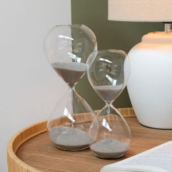 Reloj de arena de vidrio arena gris 19 cm