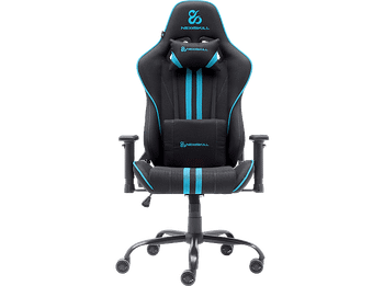 Silla gaming - Newskill Kitsune V2, Cojines cervical y lumbar, Reclinable 180º, Hasta 136 kg, Azul