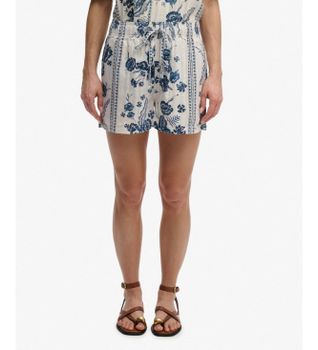 Superdry para mujer. W7110497A Shorts Cotton Printed Beach blanco (M), Algodón, Beachwear
