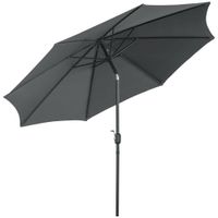 outsunny sombrilla de jardin gris oscuro o295x250 cm con manivela mecanismo de inclinacion poste desmontable de metal   aosom espana