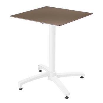 Mesa De Jardín De 60 X 60 Cm Inclinable, Laminada En Color Topo, Opéra - Oviala